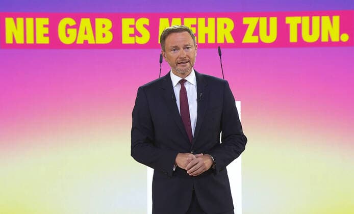 Deutschland, Berlin , 14.05.2021 FDP-Bundesparteitag Foto: FDP-Vorsitzender Christian Lindner, bei seiner Rede (digitale Fotos der Uebertragung) FDP-Bundesparteitag