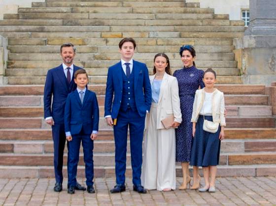 15-05-2021 Denmark Danish royal family attend the confirmation ( Belijdenis) of Prince Christian in Fredensborg castle church in Fredensborg.Princess Mary and Prince Frederik and Prince Christian and Princess Isabella and Prince Vincent and Princess Josephine. Â  Copyright: xPPEx
