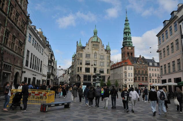 Copenhagen, Denmark. 15 May 2021, Saturdays shoppers on stroeet Copenhagen financial street area in danish capital.. (Photo..Francis Joseph Dean Deanpictures)