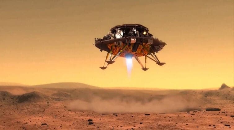 IMAGO Creative: Planeten im Sonnensystem Mars - Symbolbilder May 15, 2021 - China - Artist s concept of China s first Mars rover mission: The Tianwen-1 mission, China s first interplanetary endeavor, reached the surface of the Red Planet Friday (May 14) at approximately 7:11 p.m. EDT though Chinese space officials have not yet confirmed the exact time and location of touchdown. Tianwen-1 (which translates to Heavenly Questions) arrived in Mars orbit in February after launching to the Red Planet on a Long March 5 rocket in July 2020 China - ZUMAz03_ 20210515_sso_z03_846 Copyright: xCNSAx