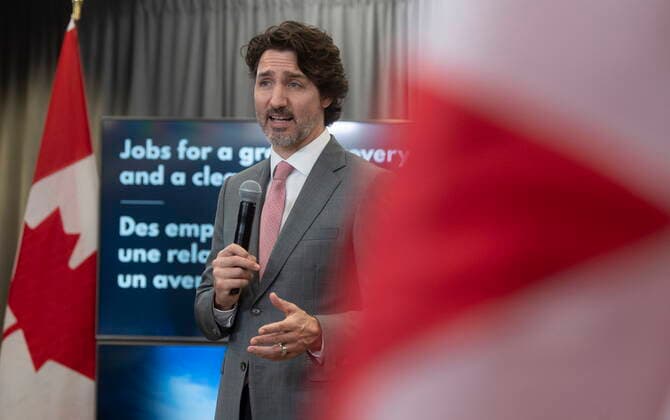 May 17, 2021, Ottawa, on, Canada: Canadian Prime Minister Justin Trudeau speaks during an announcement Monday May 17, 2021 in Ottawa. Ottawa Canada  - ZUMAc35_ 20210517_zaf_c35_009 Copyright: xAdrianxWyldx