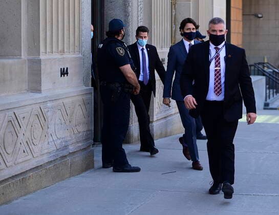 May 18, 2021, Ottawa, on, Canada: Prime Minister Justin Trudeau leaves after holding a press conference in Ottawa on Tuesday, May 18, 2021. Ottawa Canada  - ZUMAc35_ 20210518_zaf_c35_023 Copyright: xSeanxKilpatrickx