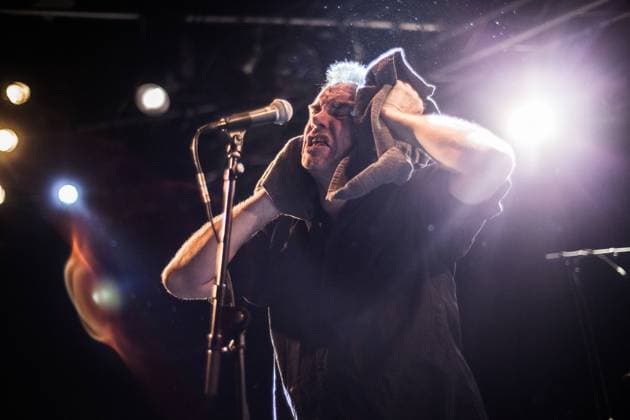 The Pop Group The British post-punk band The Pop Group performs a live concert at the Danish music festival Pop Revo 2015 in Aarhus. Here vocalist Mark Stewart is pictured live on stage. Denmark, 16 05 2015. Aarhus Denmark  Copyright: xGonzalesxPhoto MartinxFaeltx