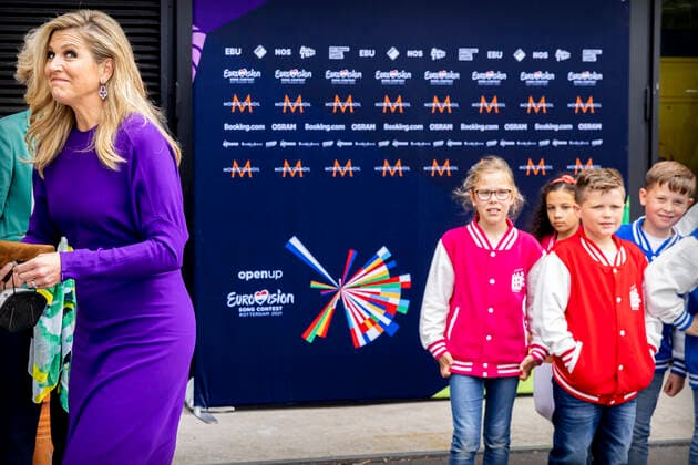 20-05-2021 Rotterdam Queen Maxima visited, with 46 children of the A.S. Talmaschool, the dress rehearsal of the second semifinal of the Eurovision Song Contest in Rotterdam. Â  Copyright: xPPEx