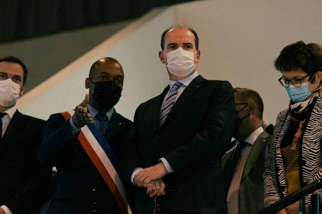 Coronavirus in Frankreich, Jean Castex und Olivier Veran besuchen Impfzentrum in Gagny Deplacement du premier ministre jean castex et du ministre de la sante olivier veran au centre de vaccination de gagny NEWS : Deplacement au centre de vaccination de Gagny - 20 05 2021 POOL PANORAMIC 