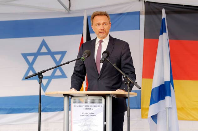 Christian Lindner bei der Kundgebung zur Solidarität mit Israel am Brandenburger Tor. Berlin, 20.05.2021