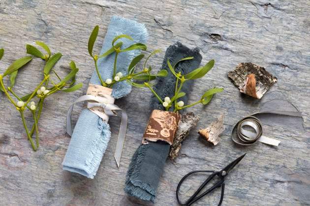 IMAGO Creative: Weihnachten, DIY, Geschenke verpacken - Nachhaltigkeit Laubholz-Mistel, Laubholzmistel (Viscum album subsp. album, Viscum album), Servietten-Ringe mit Mistel und Rinde dekoriert mistletoe (Viscum album subsp. album, Viscum album), napkin rings decorated with mistletoe and bark BLWS644209 *** Hardwood mistletoe Viscum album subsp album, Viscum album , napkin rings decorated with mistletoe and bark mistletoe Viscum album subsp album, Viscum album , napkin rings decorated with mistletoe and bark BLWS644209 Copyright: xblickwinkel F.xHeckerx