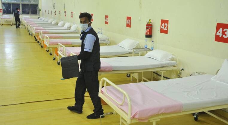 CHANDIGARH, INDIA - MAY 21: A view inside the Covid care Centre set up by Kandhari Beverages PVT.LTD in association with Chandigarh administration, at Sports Complex, Sector 34 on May 21, 2021 in Chandigarh, India. (Photo by Keshav Singh Hindustan Times) Covid Care Centre Set Up At Sports Complex Chandigarh