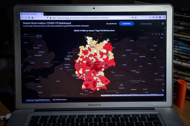 Coronavirus in Deutschland - Covid-19-Dashboard des Robert Koch-Institut 22.05.2021: Robert Koch-Institut: 7-Tage-Inzidenz 66,8. 7-Tage-Fallzahl 55.570. COVID-19-Fälle 3.642.244. Zugang um 7.082 gegenüber dem Vortag. COVID-19-Todesfälle 8787.298.128. Zugang um 170 gegenüber dem Vortag.