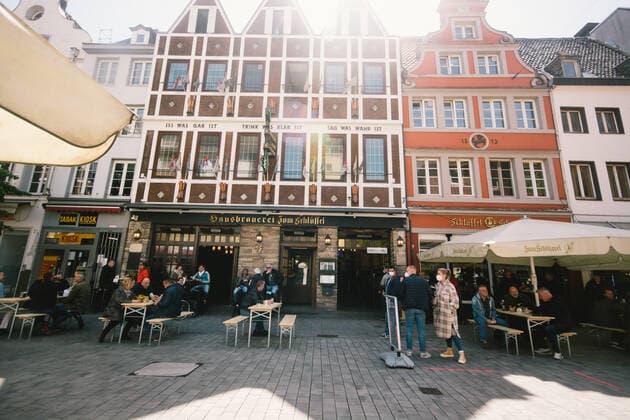 Outdoor Dinning Opens In Duesseldorf people enjoys beer in a beer house in Duesseldorf, Germany on May 21, 2021 as Duesseldorf reopens the outdoor dinning to easing of coronavirus lockdown measures Duesseldorf Germany tang-notitle210521_npyEc  Copyright: xYingxTangx
