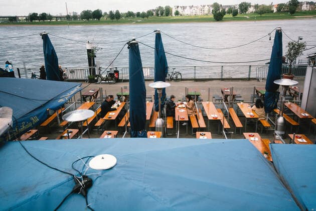 Outdoor Dinning Opens In Duesseldorf people enjoys lunch inside an outdoor restaurant in Duesseldorf, Germany on May 21, 2021 as Duesseldorf reopens the outdoor dinning to easing of coronavirus lockdown measures Duesseldorf Germany tang-notitle210521_npZfO  Copyright: xYingxTangx
