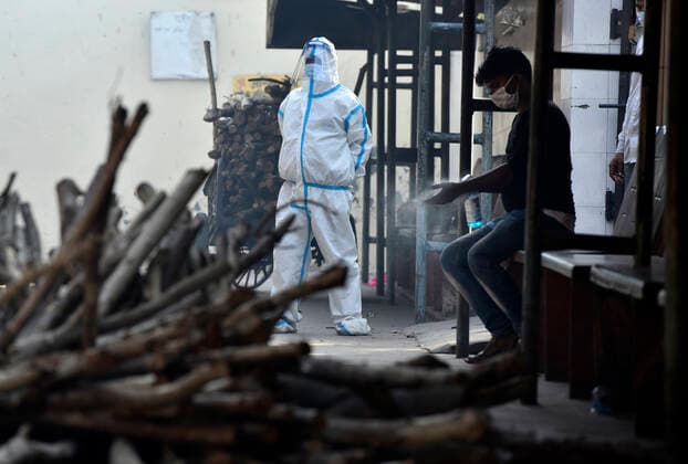 NEW DELHI, INDIA - MAY 22: A view of the Lodhi Road crematorium, amid Covid-19 pandemic, on May 22, 2021 in New Delhi, India. (Photo by Sanjeev Verma Hindustan Times) Daily Life Amid Coronavirus Pandemic In India