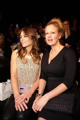 Liz Hurley und Barbara Schöneberger - Marc Cain Fashion show during the Mercedes-Benz Fashion week in Berlin on 16.01.2014 Copyright: xJamesxColdreyx