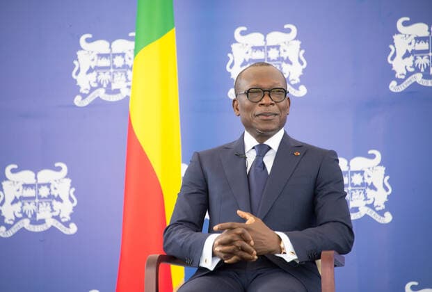 Benin, Amtseinführung von Präsident Patrice Talon und Vizepräsidentin Mariam Chabi Talata (210524) -- PORTO-NOVO, May 24, 2021 -- Benin s President Patrice Talon attends his swearing-in ceremony held at the Stade Charles de Gaulle in Porto-Novo, the political capital of Benin, May 23, 2021. Patrice Talon was sworn in as Benin s president on Sunday in the political capital Porto-Novo for a second term in office. ( Handout via Xinhua) BENIN-PORTO-NOVO-PRESIDENT-INAUGURATION PresidencyxofxthexRepublicxofxBenin 
