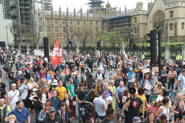 . 29 05 2021. London, United Kingdom. Anti Lockdown Protest. Anti Lockdown, vaccination and conspiracy theory groups hold protest at London s Parliament Square  xMartynxWheatleyx xi-Imagesx IIM-22218-0002