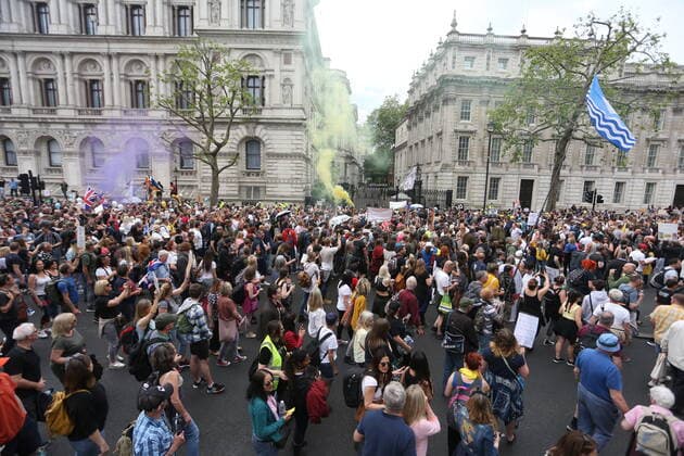 . 29 05 2021. London, United Kingdom. Anti Lockdown Protest. Anti Lockdown, vaccination and conspiracy theory groups hold protest at London s Parliament Square  xMartynxWheatleyx xi-Imagesx IIM-22218-0006