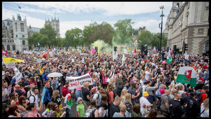 . 29 05 2021. London, United Kingdom. Anti Lockdown Protest. Anti Lockdown, vaccination and conspiracy theory groups hold protest at London s Parliament Square  xMartynxWheatleyx xi-Imagesx IIM-22218-0033