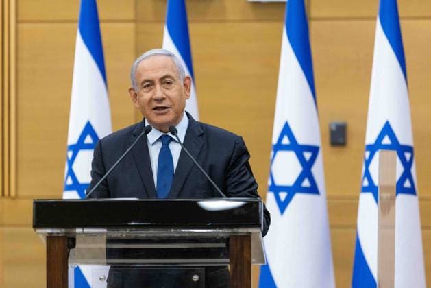 News Themen der Woche KW21 News Bilder des Tages Israeli Prime Minister Benjamin Netanyahu, delivers a political statement in the Knesset ,the Israeli Parliament, in Jerusalem on Sunday, May 30, 2021. Pool photo by Yonatan Sindel  JERX20210530210 YONATANxSINDEL