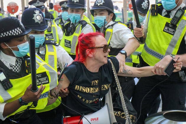 Anti Vax Demo And Clash With Police At Westfields Shopping Centre Anti-vaxx protesters clash with police while storming Westfield shopping centre, Stratford, London on Saturday 29th May 2021. London United Kingdom fletcher-antivaxx210529_npcNs  Copyright: xMIxNewsx