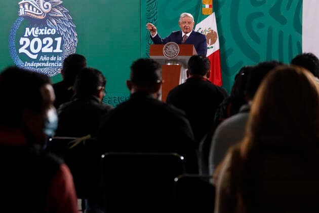 Mexico s President Lopez Obrador Daily Briefing Mexico s President Lopez Obrador gesticulating during his speech in Daily briefing conference at National Palace on May 31, 2021 in Mexico City, Mexico. Mexico City Mexico group-mexicosp210531_npqL0  Copyright: xEyepixx
