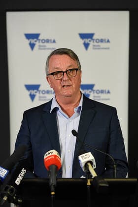 MARTIN FOLEY COVID19 PRESSER, Victorian Minister for Health Martin Foley speaks to the media during a press conference in Melbourne, Tuesday, June 1, 2021. ( NO ARCHIVING, EDITORIAL USE ONLY, NO USE IN BOOKS WITHOUT CONSENT MELBOURNE VIC AUSTRALIA  Copyright: xJAMESxROSSx 20210601001546571500