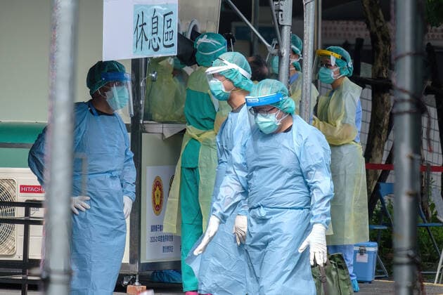 June 1, 2021, Taipei, Taiwan: Medical workers wearing personal protective equipment seen at a testing center in New Taipei City..In addition to a broader implementation of Covid-19 testing centers, Taiwan signs a deal for 10 million doses of domestically-made COVID vaccines. Taipei Taiwan - ZUMAs197 20210601_zaa_s197_003 Copyright: xWalidxBerrazegx