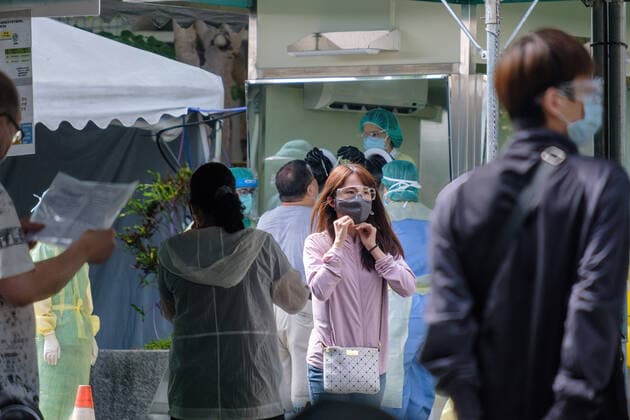 June 1, 2021, Taipei, Taiwan: A woman seen leaving the line after being tested for Covid-19 at a testing center in New Taipei City..In addition to a broader implementation of Covid-19 testing centers, Taiwan signs a deal for 10 million doses of domestically-made COVID vaccines. Taipei Taiwan - ZUMAs197 20210601_zaa_s197_010 Copyright: xWalidxBerrazegx