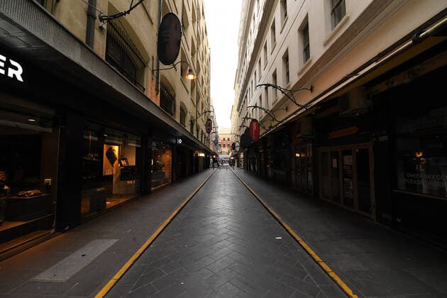 VICTORIA CORONAVIRUS COVID19, Empty streets are seen in Melbourne, Tuesday, June 1, 2021. Victoria has recorded three new additional cases of coronavirus in the past 24 hours. ( NO ARCHIVING, EDITORIAL USE ONLY, NO USE IN BOOKS WITHOUT CONSENT MELBOURNE VIC AUSTRALIA  Copyright: xJAMESxROSSx 20210601001546593209