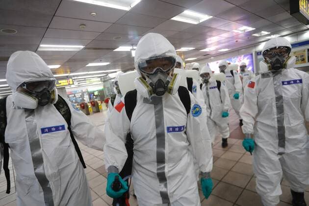 June 1, 2021, Taipei, Taipei, Taiwan: Chemical troops disinfecting public areas and transport seem on an underground train in Taipei, as Taiwan has seen more domestic Covid-19 cases and deaths related to the coronavirus. Taiwan CECC reported new 327 domestic COVID-19 cases and 13 deaths on Monday, bringing the total to 8,842, of which more than 7,500 are domestic cases. Taipei Taiwan - ZUMAs313 20210601_zip_s313_001 Copyright: xDanielxCengxShou-Yix