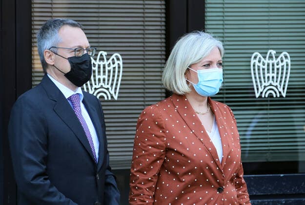 Rome, Inauguration of the new vaccination hub located at the Confindustria headquarters. Pictured: Carlo Bonomi, Francesca Mariotta  Copyright: xPieroxTenaglix xIPAx xPieroxTenaglix