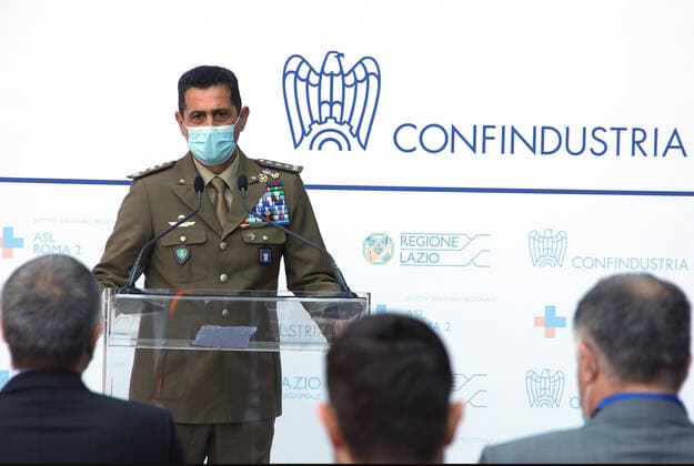 Rome, Inauguration of the new vaccination hub located at the Confindustria headquarters. Pictured: Francesco Paolo Figliuolo Extraordinary Commissioner for Covid 19 Emergency  Copyright: xPieroxTenaglix xIPAx xPieroxTenaglix