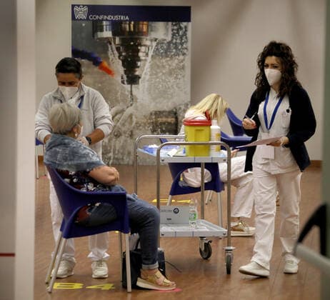 Rome, Inauguration of the new vaccination hub located at the Confindustria headquarters. Pictured:  Copyright: xPieroxTenaglix xIPAx xPieroxTenaglix