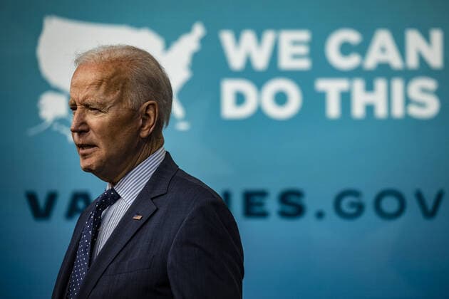 U.S. President Joe Biden speaks in the Eisenhower Executive Office Building in Washington, DC on Wednesday, June 2, 2021. Biden announced a plan to work with churches, colleges, businesses and celebrities to boost coronavirus vaccinations in the U.S. where demand for the shots has faltered.  WAX20210602817 SamuelxCorum