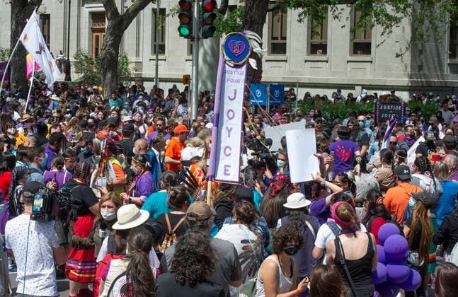 June 2, 2021, TROIS-RIVIERES, PQ, Canada: Thousands of people take part in a rally in support of Joyce Echaquan in Trois-Rivieres, Que., Wednesday, June 2, 2021. Echaquan, a 37-year-old Atikamekw mother of seven, filmed herself on Facebook Live as a nurse and an orderly were heard making derogatory comments toward her shortly before she died last September at a hospital northeast of Montreal. TROIS-RIVIERES Canada - ZUMAc35_ 20210602_zaf_c35_051 Copyright: xRyanxRemiorzx