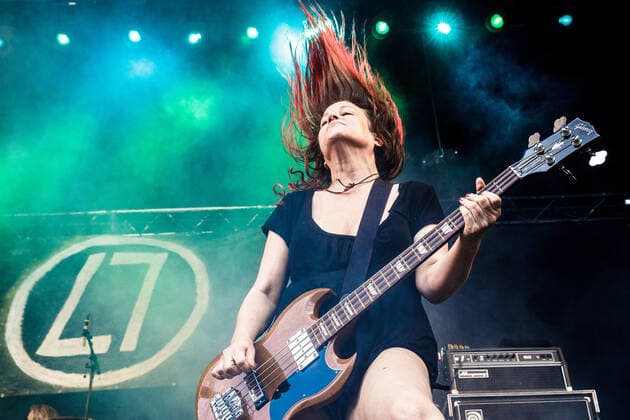 L7 Denmark, Copenhagen - June 20, 2018. The American rock band L7 performs a live concert during the Danish heavy metal festival Copenhell 2018 in Copenhagen. Here bass player Jennifer Finch is seen live on stage. Copenhagen Denmark  Copyright: xGonzalesxPhoto PeterxTroestx