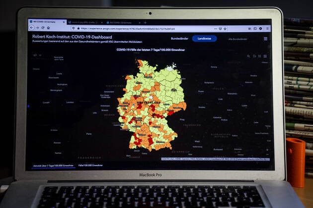 Coronavirus in Deutschland - Covid-19-Dashboard des Robert Koch-Institut 04.06.2021: Robert Koch-Institut: 7-Tage-Inzidenz 29,7. 7-Tage-Fallzahl 24.682. COVID-19-Fälle 3.695.633. Zugang um 3.165 gegenüber dem Vortag. COVID-19-Todesfälle 89.026. Zugang um 86 gegenüber dem Vortag.
