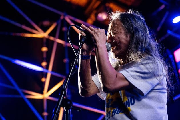 Damo Suzuki and Earthless Netherlands, Tilburg - April 20, 2018. The American instrumental psychedelic rock band Earthless performs a live concert with the Japanese vocalist Damo Suzuki (pictured) during the Dutch music festival Roadburn Festival 2018 in Tilburg. Tilburg Netherlands  Copyright: xGonzalesxPhoto PeterxTroestx