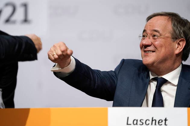 Vorstellung der Landesliste für die Bundestagswahl der CDU Nordrhein-Westfalen Aktuell, 05.06.2021, Duesseldorf, Armin Laschet CDU Vorsitzender, MdL und Ministerpraesident von Nordrhein-Westfalen bei der Landesvertreterversammlung zur Vorstellung der Landesliste fuer die Bundestagswahl 2021 im Maritim Hotel in Duesseldorf Duesseldorf Nordrhein-Westfalen Deutschland *** Presentation of the state list for the federal election of the CDU North Rhine Westphalia Current, 05 06 2021, Duesseldorf, Armin Laschet CDU Chairman, MdL and State Premier of North Rhine Westphalia at the state representatives meeting for the presentation of the state list for the federal election 2021 in the Maritim Hotel in Duesseldorf Duesseldorf North Rhine Westphali