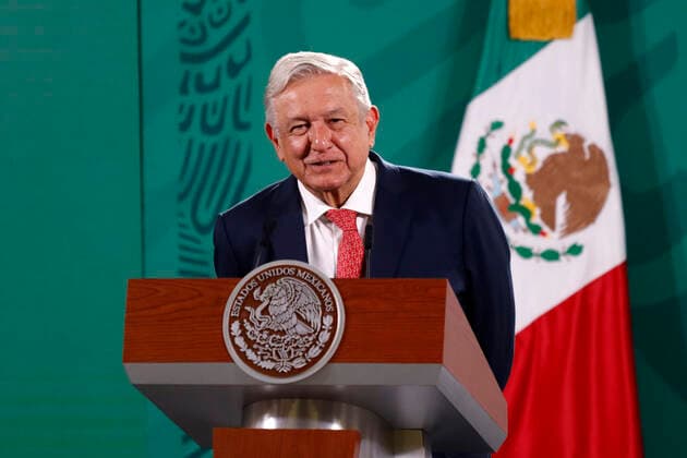 President Lopez Obrador Mexican Elections Press Conference MEXICO CITY, MEXICO - JUNE 7: Mexican President Andres Manuel Lopez Obrador during daily briefing speaks about advance of the Mexican legislative elections at national palace on June 7, 2021 in Mexico City, Mexico. Copyright: xLuisxBarronx EYEPIXGROUP_LB_07062021_8525