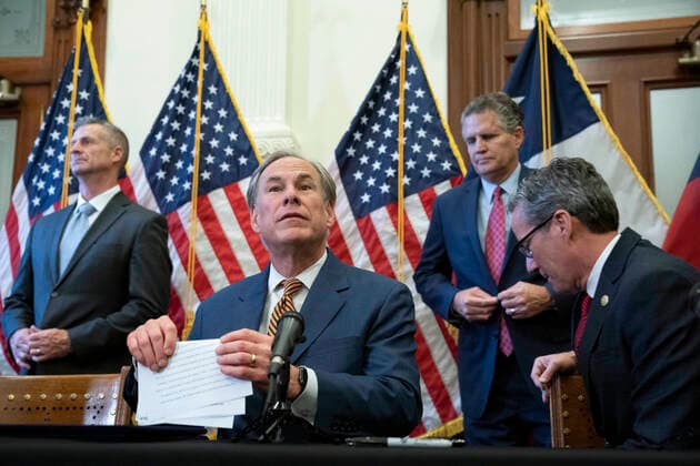 June 8, 2021, Austin, TX, United States: Texas Gov. GREG ABBOTT (c) with legislators and energy officials, signs two bills strengthening the Texas power grid and infrastructure that were emergency items on his legislative agenda. The bills were in response to February s winter storm that nearly knocked out the Texas power grid. At left is ERCOT chair Brad Jones and at right is Williamson County Judge Bill Gravell. Austin United States - ZUMAd150 20210608_znp_d150_024 Copyright: xBobxDaemmrichx