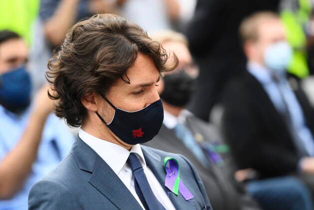 June 8, 2021, London, on, Canada: Prime Minister Justin Trudeau attends a vigil outside the London Muslim Mosque for the victims of the deadly vehicle attack on five members of the Canadian Muslim community in London, Ont., on Tuesday, June 8, 2021. Four of the members of the family died and one is in critical condition. Police have charged a London man with four counts of murder and one count of attempted murder. London Canada  - ZUMAc35_ 20210608_zaf_c35_121 Copyright: xNathanxDenettex