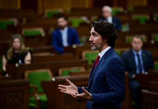 June 9, 2021, Ottawa, on, Canada: Prime Minister Justin Trudeau rises during question period in the House of Commons on Parliament Hill in Ottawa on Wednesday, June 9, 2021. Ottawa Canada  - ZUMAc35_ 20210609_zaf_c35_022 Copyright: xSeanxKilpatrickx