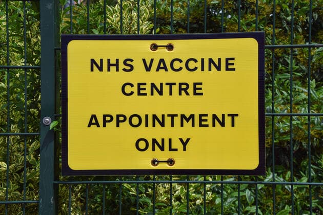 June 11, 2021, London, United Kingdom: NHS covid-19 Vaccine Centre sign seen in Wembley, London. .Over 70 million coronavirus vaccination doses have been given in the UK to date, and over half of the adults have received their second dose. London United Kingdom - ZUMAs197 20210611_zaa_s197_099 Copyright: xVukxValcicx