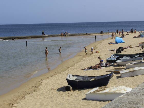 June 11, 2021, Lisbon, Portugal: Bathers enjoy a sunny day at Paco de Argos beach, which is in Oeiras district, on outskirts of Lisbon, on Friday (11). Place also allows presence of pets.  Copyright: xEdsonxdexSouzax