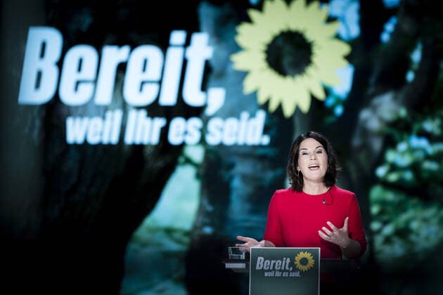 Annalena Baerbock, Bundesvorsitzende ihrer Partei und Gruenen-Kanzlerkandidatin, aufgenommen im Rahmen des digitalen Parteitages von BUENDNIS 90 DIE GRUENEN in Berlin. 12.06.2021. Berlin Deutschland