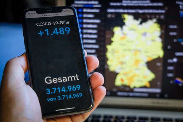 Coronavirus in Deutschland - Covid-19-Dashboard des Robert Koch-Institut 13.06.2021: Robert Koch-Institut: 7-Tage-Inzidenz 17,3. 7-Tage-Fallzahl 14.383. COVID-19-Fälle 3.714.969. Zugang um 1.489 gegenüber dem Vortag. COVID-19-Todesfälle 89.834. Zugang um 18 gegenüber dem Vortag.