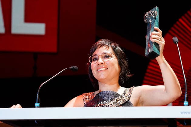 June 12, 2021, Malaga, Spain: Claudia Pinto seen holding Biznaga de Plata del Premio Especial del Jurado de la Critica de la Seccion Oficial a Concurso Award for Las Consecuencias film during the Closing Gala of Festival de Malaga 2021 at Teatro Cervantes.. El Ventre del Mar , a film directed by Agusti Villaronga, have been the most awarded film during Festival de Malaga 2021. Malaga Spain - ZUMAs197 20210612_zaa_s197_571 Copyright: xFrancisxGonzalezx
