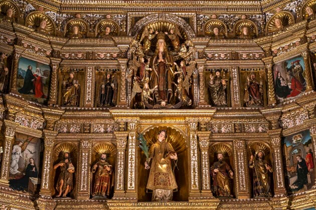 Daily Life In Palencia Detail of the main altarpiece of the Cathedral of San Antolin de Palencia, considered by critics as a jewel of the Castilian Renaissance. The sculptures are due to Felipe Vigarny, with two of the carvings by Alejo de Vahia and the attic by Juan de Valmaseda. The paintings are the work of Juan de Flandes. On June 13, 2021 in Palencia, Spain. Palencia Spain sastre-notitle210524_npt3H  Copyright: xJoaquinxGomezxSastrex
