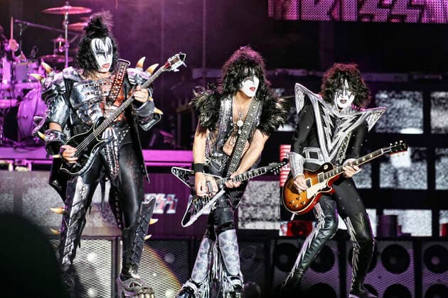 Kiss The American rock band Kiss performs a live concert at Kollenfest 2012 in Oslo. Here vocalist and bass player Gene Simmons (L) seen live on stage with guitarists Paul Stanley (C) and Tommy Thayer (R). Norway, 30 06 2012. Oslo Norway  Copyright: xGonzalesxPhoto TerjexDokkenx