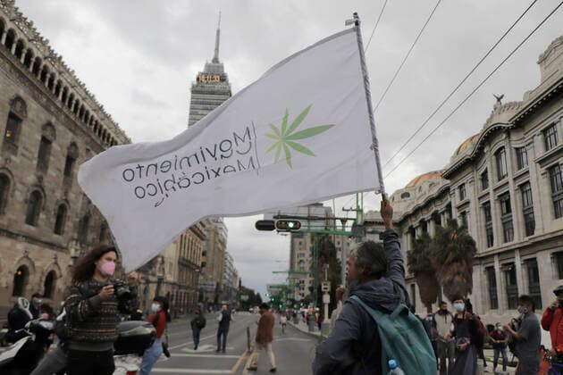 Marijuana Users March For Legalisation In Mexico Members of the Mexican Cannabis Movement and Planton 420 marched in front of the Palace of Fine Arts in Mexico City to demand the Supreme Court of Justice of the Nation, the fair regularisation and use of marijuana, its various types of cultivation; from self-cultivation for personal consumption, to solidarity cultivation, respect for free development, freedom of association and non-criminalisation. Mexico City Mexico vieyra-notitle210614_npKaD  Copyright: xGerardoxVieyrax